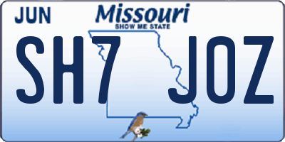 MO license plate SH7J0Z