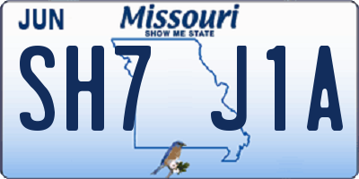 MO license plate SH7J1A