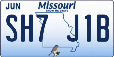 MO license plate SH7J1B