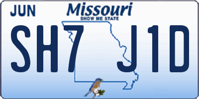 MO license plate SH7J1D