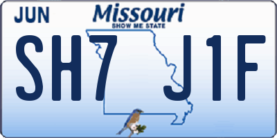 MO license plate SH7J1F