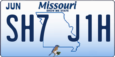 MO license plate SH7J1H