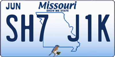 MO license plate SH7J1K