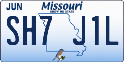 MO license plate SH7J1L