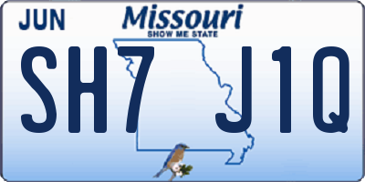 MO license plate SH7J1Q