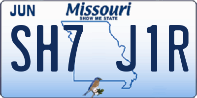 MO license plate SH7J1R