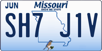 MO license plate SH7J1V