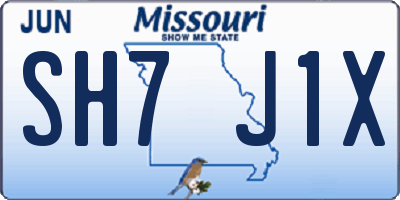 MO license plate SH7J1X