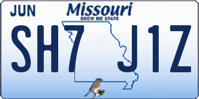MO license plate SH7J1Z