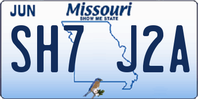 MO license plate SH7J2A