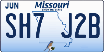MO license plate SH7J2B