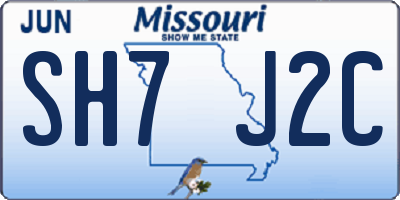MO license plate SH7J2C