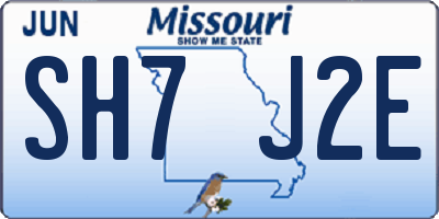 MO license plate SH7J2E