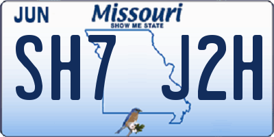 MO license plate SH7J2H