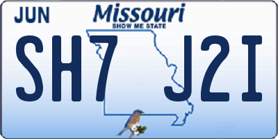 MO license plate SH7J2I