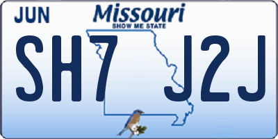 MO license plate SH7J2J