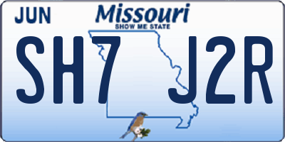 MO license plate SH7J2R