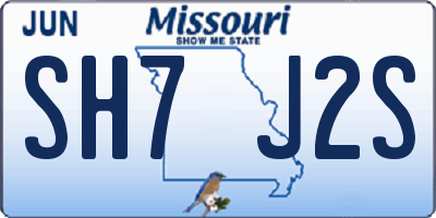 MO license plate SH7J2S