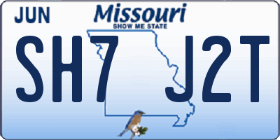 MO license plate SH7J2T