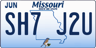 MO license plate SH7J2U