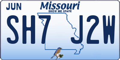 MO license plate SH7J2W
