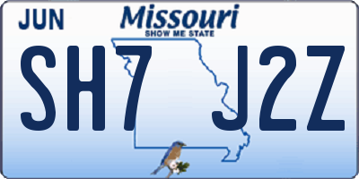 MO license plate SH7J2Z