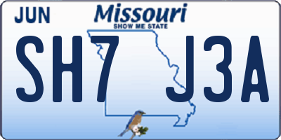 MO license plate SH7J3A