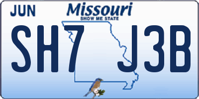 MO license plate SH7J3B