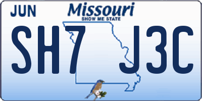 MO license plate SH7J3C