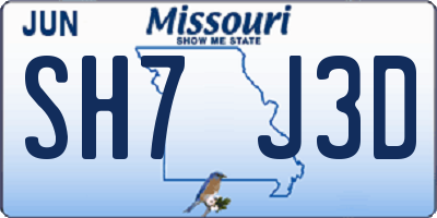 MO license plate SH7J3D