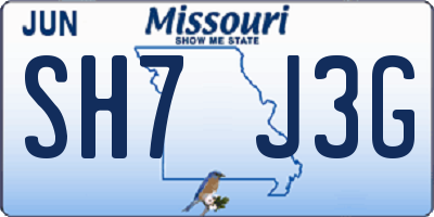 MO license plate SH7J3G