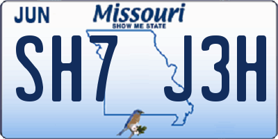 MO license plate SH7J3H