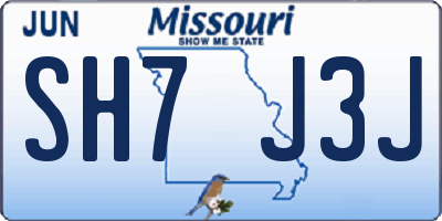 MO license plate SH7J3J