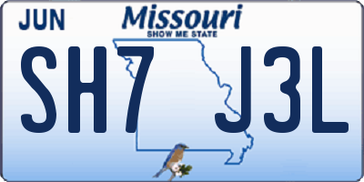 MO license plate SH7J3L