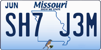 MO license plate SH7J3M