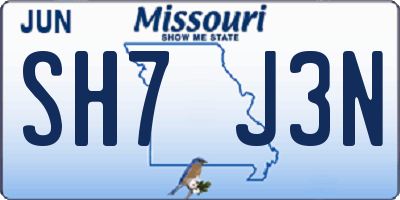 MO license plate SH7J3N