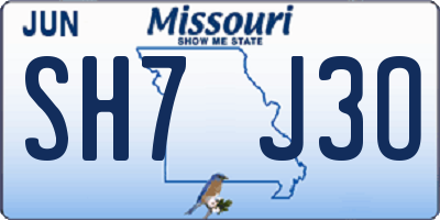 MO license plate SH7J3O