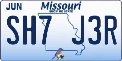 MO license plate SH7J3R