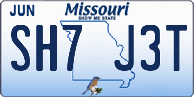 MO license plate SH7J3T