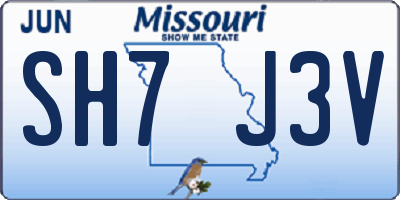 MO license plate SH7J3V