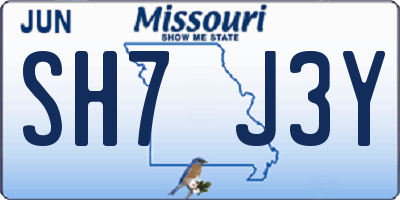 MO license plate SH7J3Y