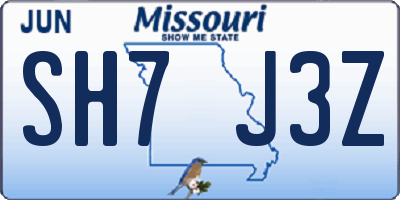 MO license plate SH7J3Z