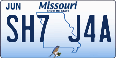 MO license plate SH7J4A