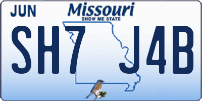 MO license plate SH7J4B