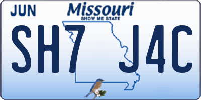MO license plate SH7J4C