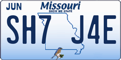 MO license plate SH7J4E