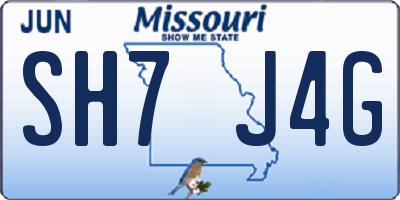 MO license plate SH7J4G