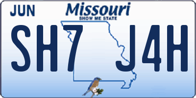 MO license plate SH7J4H