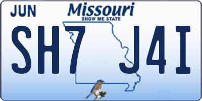 MO license plate SH7J4I