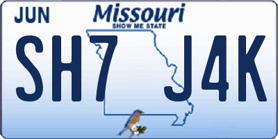 MO license plate SH7J4K